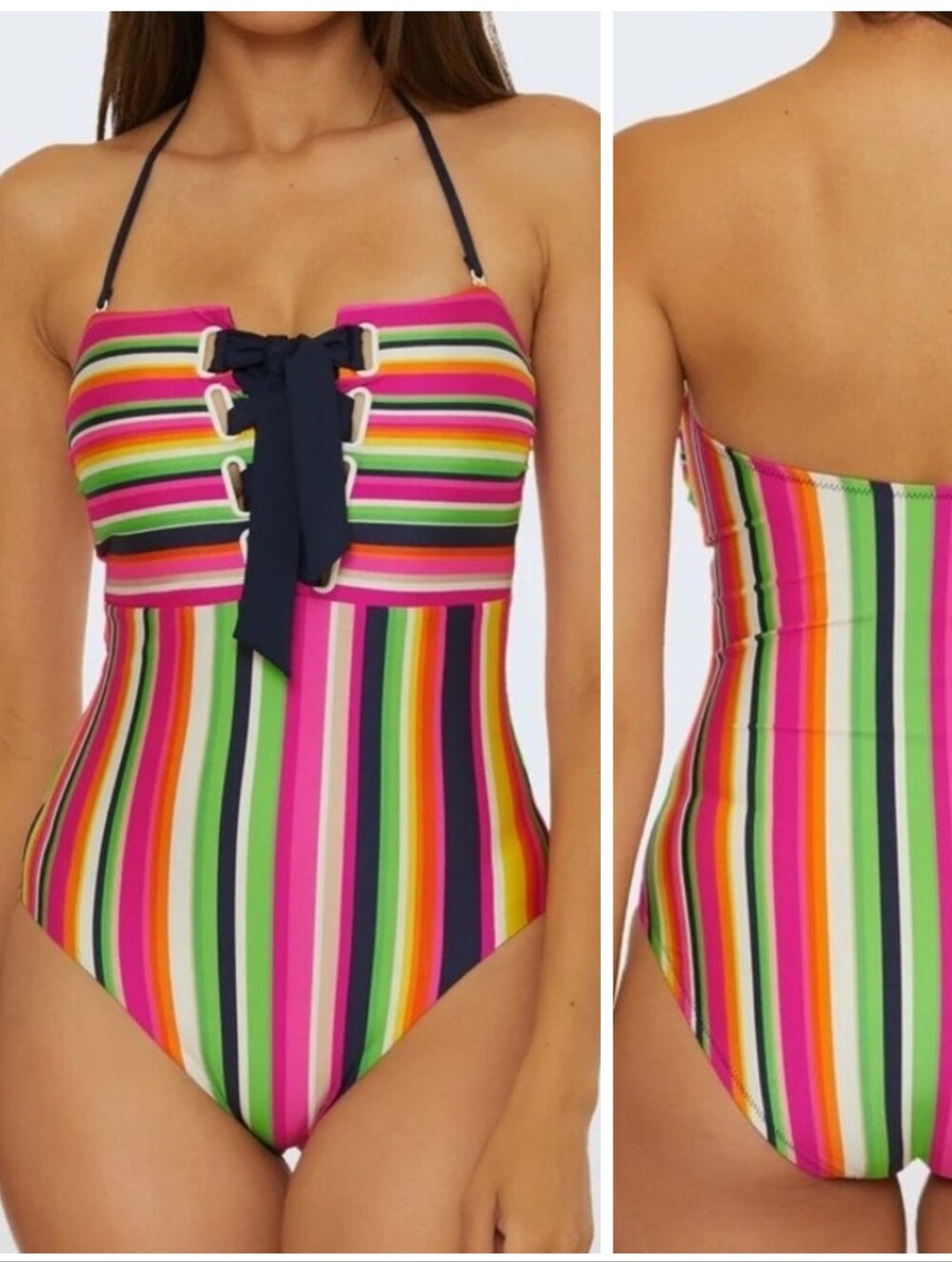 Trina Turk Celebration Lace Up Bandau Swimsuit
